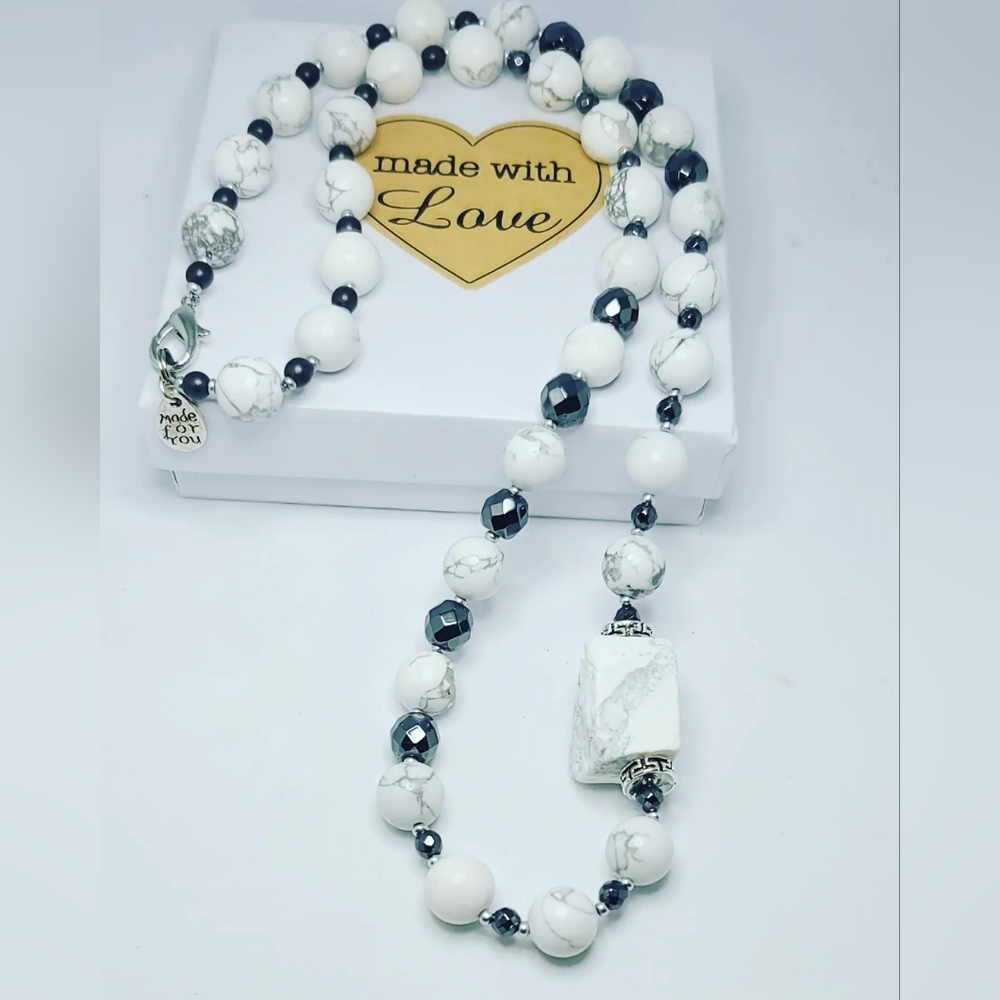 Howlite, Hematite necklace